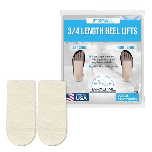 Image of HAPAD 3 /4 Length Heel Lift 3 inch x 3 /8 inch - Wool Felt Shoe Pad for Uneven Legs | Extends To The Ball Of The Foot For Greater Comfort, Recommended For Achilles Tendinitis Relief, Self-Adhesive, Breathable