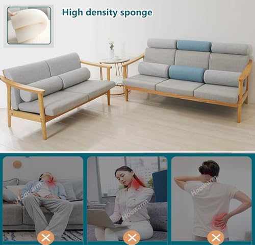 Seokor Cuscino Cilindrico Cervicale 40X10/12X50 Cuscini Collo/Lombare/Gambe/Schiena Supporto Cuscini Rimovibile Dormire Cuscino A Rullo Lungo Per Divano E Letto, Yoga,Auto(A11,12X50Cm/4.7X19In) - 8