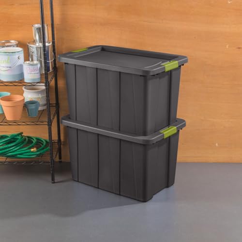 Image of Sterilite Latching Tuff1 Tote Containers w /Lids, 30 Gallon, 12-Pack | Flat Gray, Large Plastic Storage Bins - Heavy-Duty Stackable Organizer Boxes for Home, Office, Basement, Closet, & Garage