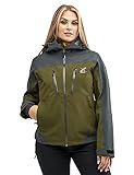 RevolutionRace Silence Proshell Jacket, Damenjacke, belüftete und wasserdichte Jacke für Wanderungen und andere Outdoor-Aktivitäten, Dark Olive, M