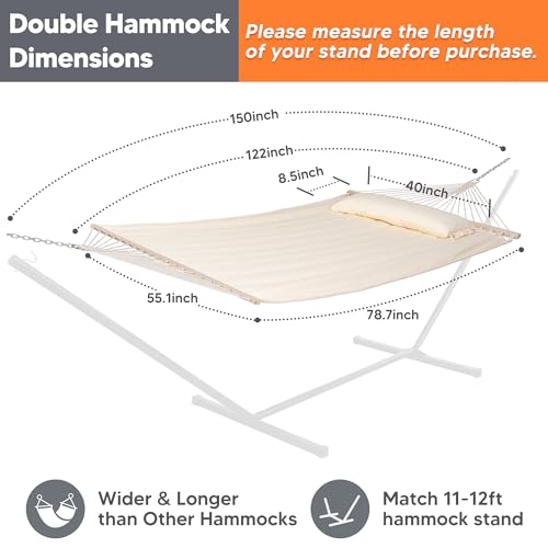 Image of SUNCREAT Hammocks Replacement Hammock for Stand, 475 lbs Capacity, Two Person Backyard Hammock for Outside, Beige