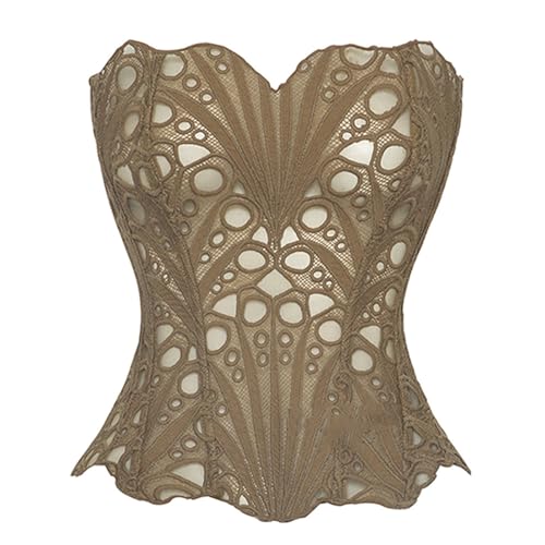 Corsetto Donna in Pizzo Bustino Corsetto Donna Fronte Aperto Disossato Corpetto Top Floreale Curvy Bustier Vittoriano Palazzo Abito Sexy Canotta Regolabile Corset Bodyshaper da Matrimoni Carnevale