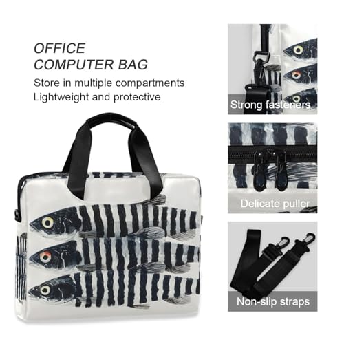 Maletín para laptop con estampado de peces y bolsillos miniatura 5