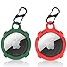 Produktbild Quesuc Air Tag Schlüsselanhänger für Airtags Halter, Schützende Kieselgel Airtag Hülle Tracker Cover mit Air Tag Halter, Airtag Schlüsselanhänger Kompatibel mit New AirTag Hundehalsband (Grün/Rot)