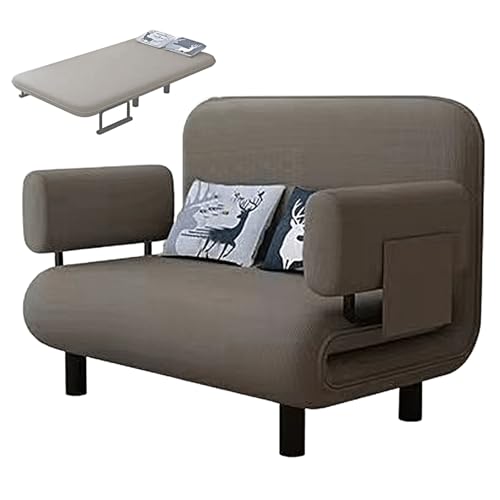 Sofa Cama Individual Plegable con Almohada Algodón y Lino Sillón Convertible Ergonomía Sofá Relax Estructura de Acero Al Carbono para Sala de Estar, Dormitorio, Espacio Pequeño(Gray,192x100x28cm)