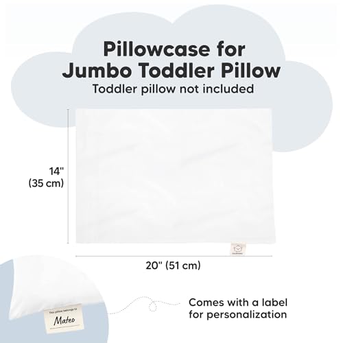 Image of KeaBabies Toddler Pillowcase 14x20 Organic Cotton Cover (Soft White, Jumbo) | Jumbo Toddler Pillowcase for Kids, Boys, Girls, Soft, Durable Cotton Cover for Miniature Sleepy Pillow, Cute Color, No Pillow