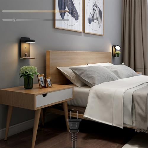 MRBVAOXVD Lámparas de Pared, Luces de Pared Led Puerto de Carga de Usb Interior con Lámpara de Pared Regulable Táctil 350 ° Dormitorio Giratorio Luz de Lectura Junto a la Cama Sala de Estar Habitación