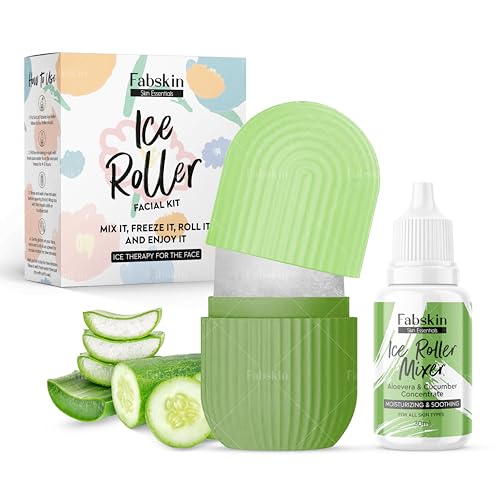 Image of Fabskin Ice Roller For Face Massager, Neck and Body | With Aloevera & Cucumber Mixer 30ml For Men & Women | Ice Cube Facial Roller Kit l For Skin Moisturizing & Soothing