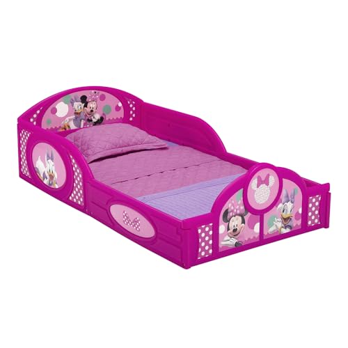 Image of Delta Children Toddler Bed Minnie Mouse Plastic with Built-in Guardrails