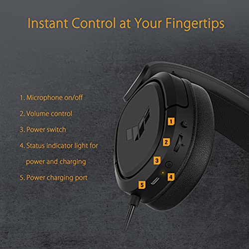 TUF Gaming H1 WL Cuffia Gaming Wireless, Driver  Essence da 40mm, Design Comodo e Leggero, 7.1 Surround, Compatibile con: PC|Mac|PS5|Nintendo Switch|Dispositivi Mobile, Nero - Cuffia gaming - Immagine 5