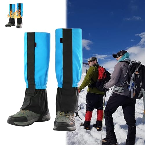 Bavooty Polainas Impermeables para Exteriores,Polainas Resistentes al Agua,Polainas Impermeable de Senderismo,Polainas para Exteriores,Senderismo Gaiters Polainas,Polainas de Nieve,Azul Claro