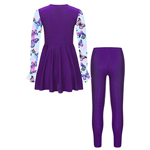 MSemis Modest 2 Pcs Swimsuit for Girls Floral Long Sleeve Swim Skirts with Pants Beach Cover Up Sets2