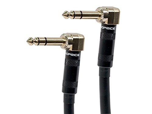 Monoprice - 109443 Premier Series 1 4 Inch (TRS) Right Angle Male to Male Right Angle 16AWG Cable Cord - 15 Feet- Black (Gold Plated)