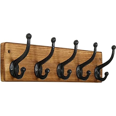 WEBI Percheros Pared Madera,5 Ganchos Hierro fundido Cover
