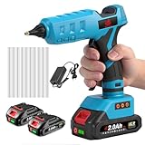 ONEVAN Pistola per colla a caldo, 20 V, senza fili, con 2 batterie da 2,0 Ah, 100 – 200 °C, riscaldamento rapido 60S, display digitale, pistola per colla a batteria per fai da te, con 10 bastoncini di