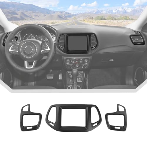 JeCar Matte Black Interior Trim Accessories for Jeep Compass, Center