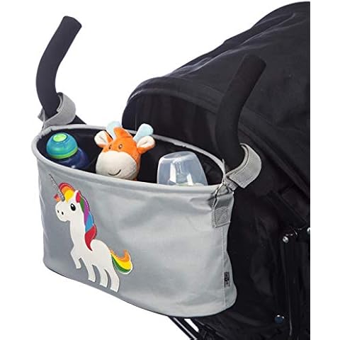 BTR Bucket Style Grey Buggy Organiser with a Cute Dinosaur, Unicorn or Giraffe Cover
