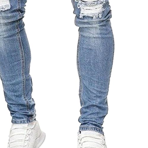 Maiyifu-GJ Mens Ripped Skinny Stretch Biker Jeans Fashion Tapered Leg Denim Pants Distressed Destroyed Jean Trousers for Men4