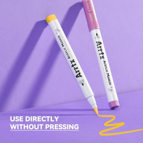 Image of Arrtx Acrylic Markers 30A,Brush Tip Acrylic Paint Pens Markers for Rock Painting, Wood, Ceramic,Glass,Canvas,Metal,Plastic, Fabric, Stone & DIY Projects