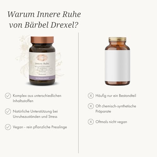 Innere Ruhe Tabletten, spezieller Wirkstoffkomplex mit Passionsblume & Weißdorn-Extrakt (120 Stk) 100% natürliche Herstellung Deutschland, Erschöpfung Unruhe Beruhigung Entspannung BÄRBEL DREXEL®