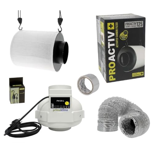 Kit extracteur 360m3/h + filtre à charbon Proactiv 125mm
