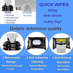 Image of Natural Sneaker & Shoe Cleaner Wipes - Pack of 80 | Portable Disposable Shoe Cleaning Wipes | Instantly Remove Dirt & Stains | Safe for Most Footwear & Sneakers