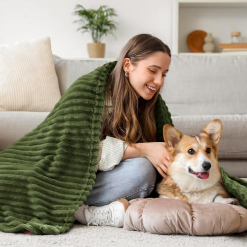 Image of BEDELITE Fleece Throw Blanket for Couch - 3D Ribbed Jacquard Soft and Warm Decorative Fuzzy Blanket - Cozy, Fluffy, Plush Lightweight Moss Throw Blankets for Bed, Sofa, 50x60 inches