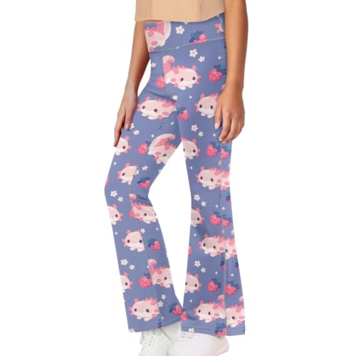 Image of Girls Leggings Floral Print High-Waisted Flared Pants 5-14 Years