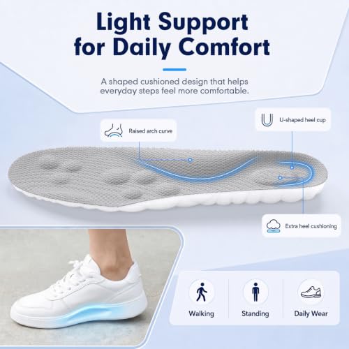 Image of 4D Cloud-Like Comfort Soles for Men - Soft Memory Foam Cushioning Insoles - Trim to Fit Steppers Insoles with Arch Support for Foot Pain Relief and Fatigue Reduction (Gray, US M 14-14.5)