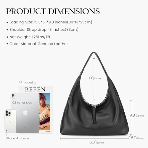 Bolso Slouchy Hobo de cuero para mujer, grande y suave miniatura 6