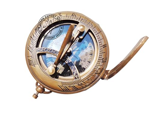 Brújula Antigua Redonda de Latón con Reloj Solar de 3 Pulgadas - Stark Export House miniatura 4