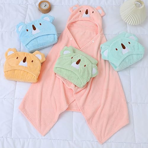 Serviette de bain à capuche bébé en bambou ultra douce cape rose koala - 6