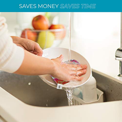 Skoy Scrub, Non-Scratching, Reusable Scrub For Kitchen And Household Use, Environmentally-Friendly, Dishwasher Safe, 4-Pack - Assorted Colors And Designs #TOP6