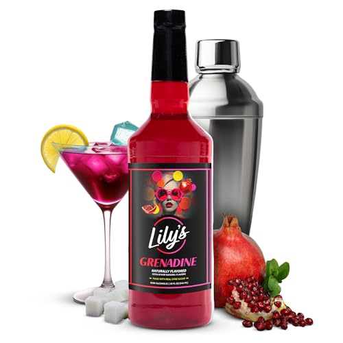 Lily's Mixers Grenadine Syrup for Cocktails – Our Large 32 oz Bottle Makes up to 64 Drinks & is...