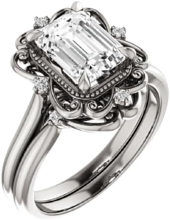 Vintage Style Moissanite Engagement Set