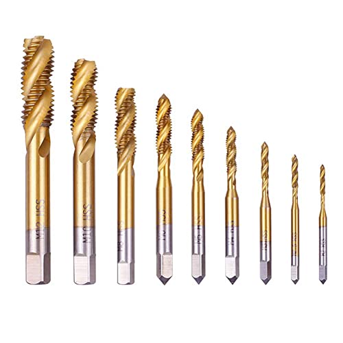 Treki Juego de Macho de Roscar Métrico HSS Tornillos Roscadores con Revestimiento de Titanio Tornillos de Taladro Manual Roscar Grifo para Taladro en Espiral M2 M3 M4 M5 M6 M8 M12