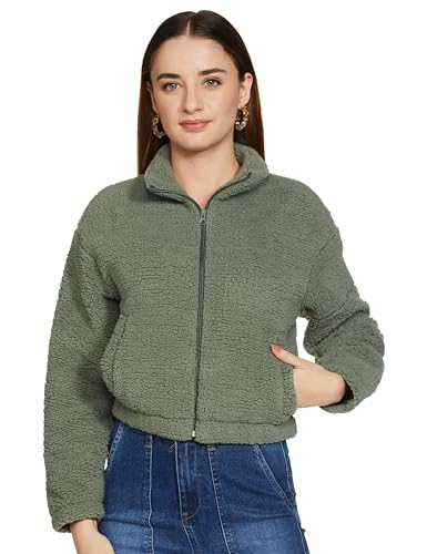 Image of Qube By Fort Collins Women's Women's Crop Fur Jacket - Trendy Winter Wear for a Chic Look