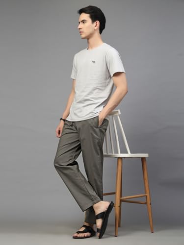 Image of Majestic Man Comfort Fit Solid Cotton Casual Lounge Pyjama with Elastic Waist, Drawstring & Zip Closure