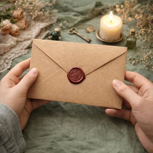 Image of Celebrations Vintage Brown Kraft Paper Envelope For Wedding Invitations, Love Letters & Romantic Messages, Old-Style Envelope for Wedding Cards, Invitations & Letters - Pack Of 15