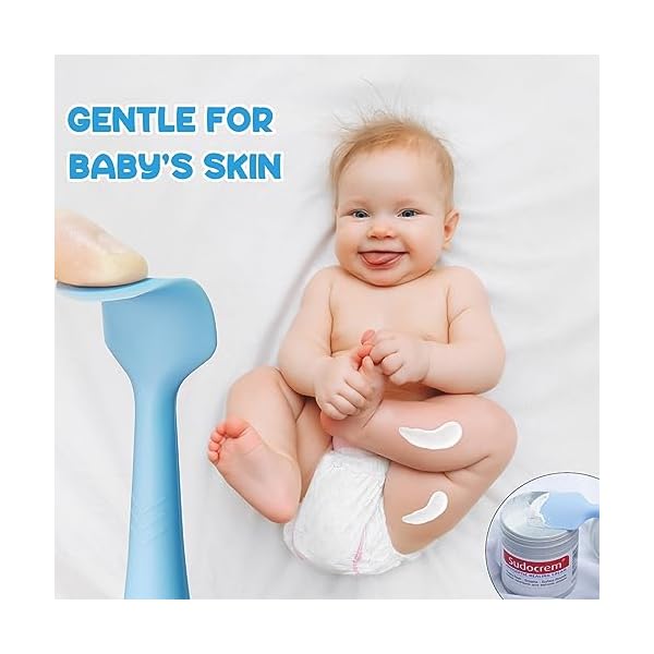 Seeway Baby Windel Creme Spatel, 3 Pack Baby Windel Creme Spatel Applikator, Silikon Baby Butt Paste Spatel für Neugeborene Babys (rosa, blau, braun) – Bild 3
