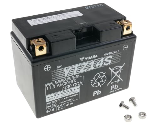 Batería moto Yuasa YTZ14S AGM - Sin mantenimiento - 12 V 11.2 Ah - Dimensiones: 150 x 87 x 110 mm compatible con BMW R1200GS Adventure successor 1200 2009