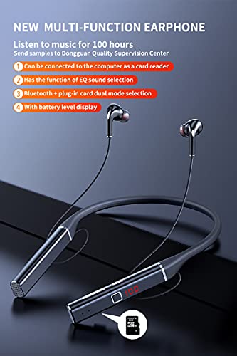 Bluetooth Neckband Headphone V5.1 Magnetic Earbuds with 100H Battery Life,Foldable Wireless Sport Earphones with Mic for Gym Running Driving,Noise-canceling Headset with TF Card Slot (720)