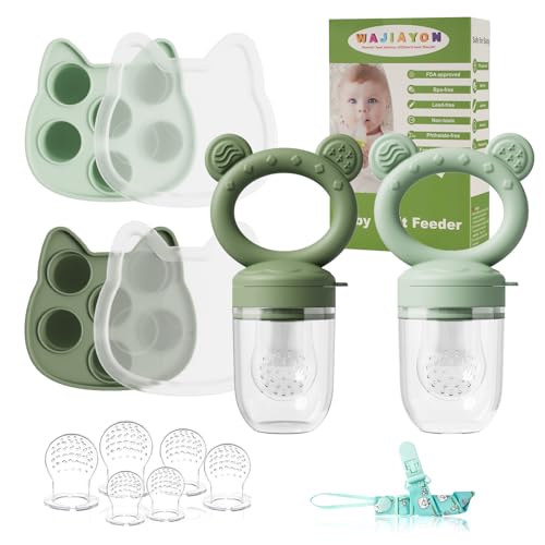 Image of Baby Breastmilk Popsicle Molds & Baby Fruit Feeder (4 Pack), Infant Food Freezer Tray Storage Containers, Silicone Teething Pacifier Feeder and Teether for Babies,Boys and Girls-Pink&Purple