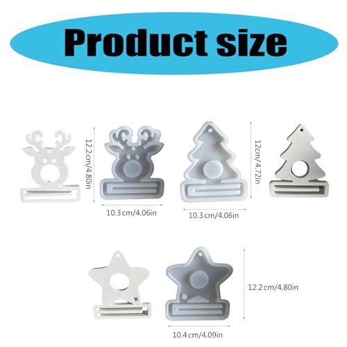 Money Holder Molds, 3Pcs Christmas Themed Silicone Molds Pendant Molds with Hole for Cash Holder, Money Holder, Christmas Hanging Decoration3