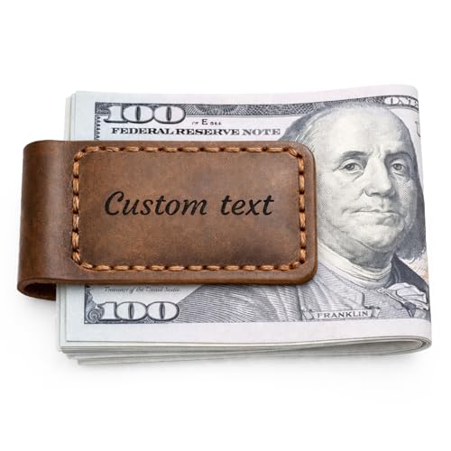 Personalized Money Clip, Custom Leather Engraved with...