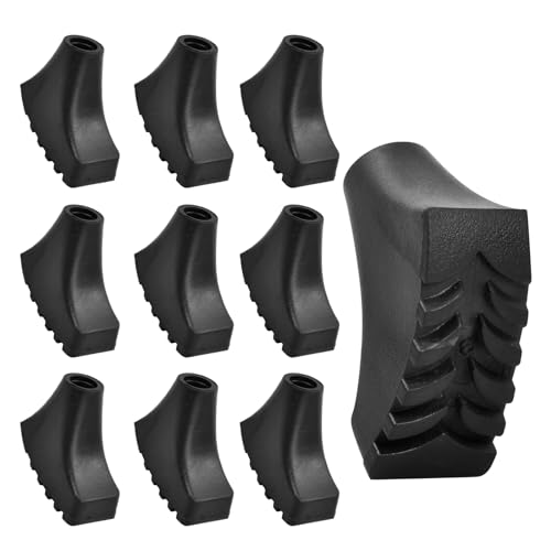 Wisebom 10 Piezas Tampones de Goma para Marcha Nórdica, Almohadillas para Bastones de Marcha Nórdica Conteras para Bastón de Marcha Nórdica, para Todo Tipo de Bastones de Marcha Nórdica, 12 mm