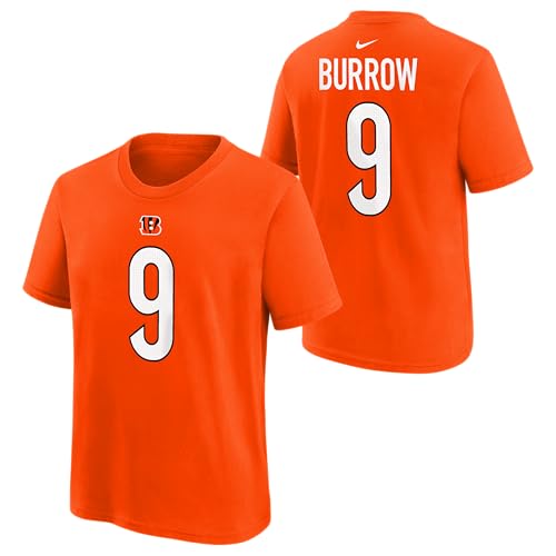 Nike Joe Burrow #9 Cincinnati Fuse Name Number Player T-Shirt - Youth Boys (8-20) (US, Numeric, 8, Regular, Bengals - Orange)