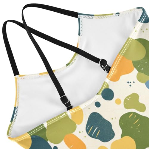 KLL Camouflage Army with Shark Silhouette Watercolor Girls' 1-Piece Swimsuits Summer Swimming Suits Adjustable Strap Cute4