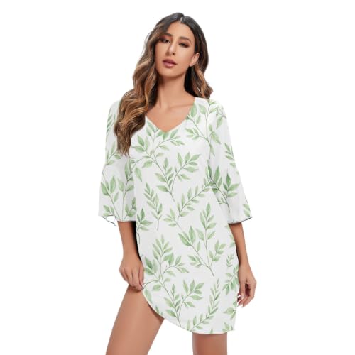 Robe en mousseline de soie premium col en V imprimé aquarelle artistique