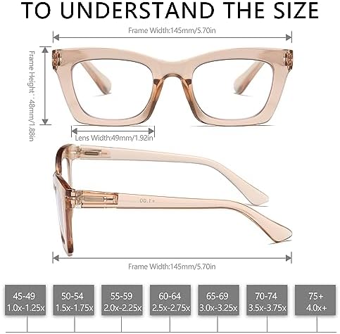 FSRTEP Oprah- Readers for Women - Stylis Style Reading Glasses with Blue Light Blocking and Spring Hinge